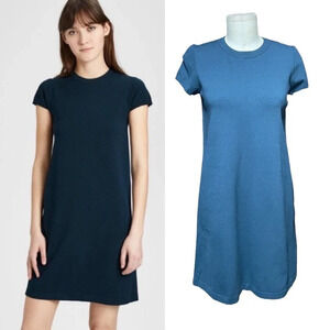 Theory Empire Prosecco‎ Knit Short Sleeve Dress Blue Green Size Small